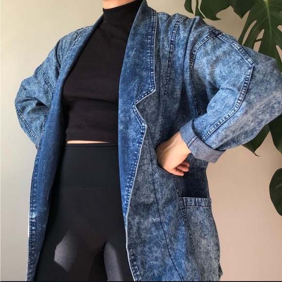 Vintage Retro Denim Blazer Jacket - Picture 3 of 3